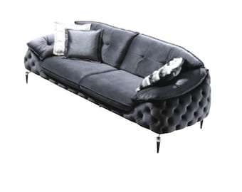 Chesterfield Dreisitzer Couch Polster Sofas Textil Leder Sofa Couchen Möbel Neu