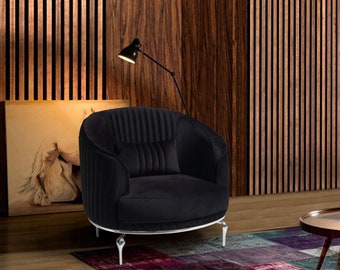Woonkamer fauteuil design bank textiel bekleding luxe zitting nieuw zwart