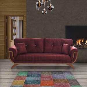 Luxus Garnitur Set Sofagarnitur 331 Sitzer Modern Sofas Sessel Material Holz zdjęcie 3