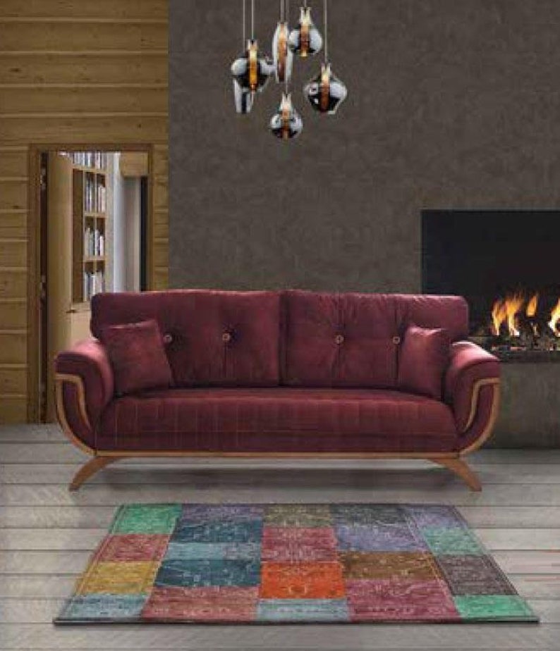 Luxus Garnitur Set Sofagarnitur 331 Sitzer Modern Sofas Sessel Material Holz zdjęcie 3