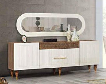 Kommode Schubladen Holz Sideboard Spiegel Massiv Kommoden Wohnzimmer Sidebaords