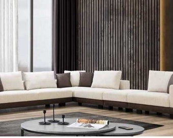 Wohnzimmer Ecksofa Luxus L-Form Couch Textil Möbel Holzgestell Stilvoll