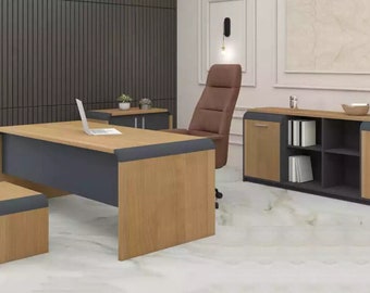 Großes Arbeitszimmer Set Schreibtisch Kommode Couchtisch Komplettes Set