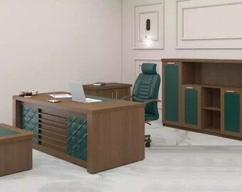 Conjunto de oficina marrón muebles de oficina de lujo escritorio muebles de diseño 4 piezas