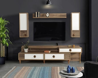 Wohnzimmer Wohnwand rtv Lowboard Holz Braun Möbel Fernseh Neu Modern