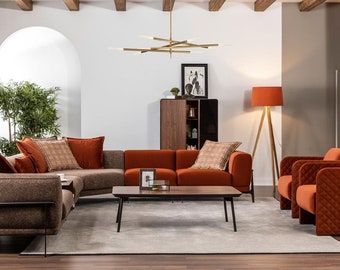 Canapé d'angle moderne en forme de L, canapés en tissu, meubles de salon en acier inoxydable, nouveau