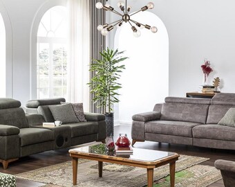 Sofa Couch Polster Set XXL Big Couchen Multifunktion Sofas 3+3 Sitzer