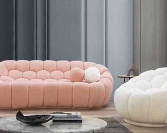 Luxus Rosa-Weiße Wohnzimmer Sofagarnitur Dreisitzer + Sessel Luxus Couch