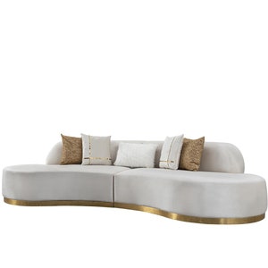 Canapé de luxe rond, canapé d'angle, meubles de salon, tissu image 4