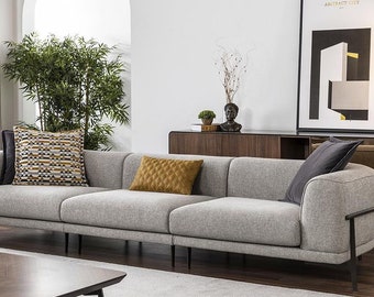 Sofagarnitur Sofas Kunstleder Sofa 321 Sitzer Modern Gelb Sessel Set