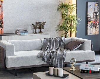 Wohnzimmer Sofa 3 Sitzer grau Design Luxus Polster Möbel Elegantes