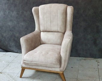 Woonkamer fauteuil 1 zits bankbekleding luxe textiel design houten meubelen