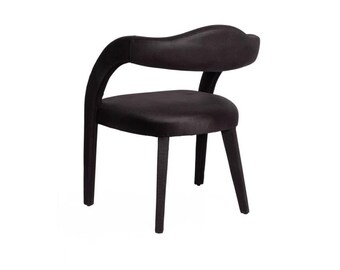 Chaise de salle à manger en tissu de luxe, Design en bois, fauteuil inclinable, rembourrage, meubles noirs