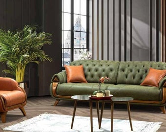 Sofagarnitur 3+1 Sitzer Gruppe Sofa Sessel Chesterfield Sofas Couch Set Luxus