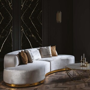Canapé de luxe rond, canapé d'angle, meubles de salon, tissu image 2