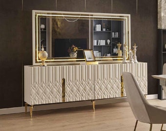 xxl Sideboard Kommode mit Spiegel Sideboards Holz Kommoden Möbel 2tlg Hochglanz