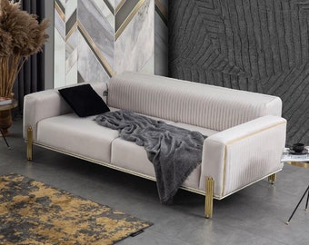 Weißer Dreisitzer Sofa Moderne Couch Polstermöbel Wohnzimmermöbel Neu