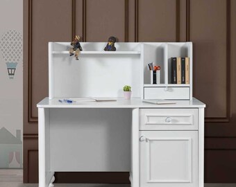 Bureau blanc moderne, mobilier de chambre d'enfant, Table en bois exclusive