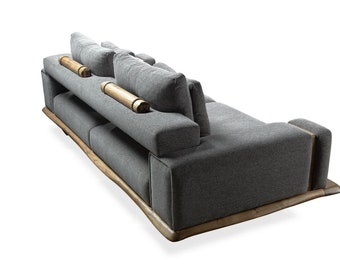 Elegante Loft Couch Hütten Sofa Landhaus Couchen Textil Big 250cm Grau