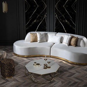 Canapé de luxe rond, canapé d'angle, meubles de salon, tissu image 7