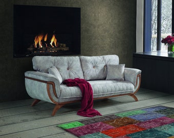Wohnzimmer Sofa 3 Sitzer Designer Couch Polster Sofas Stoff Textil
