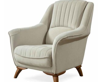 Fauteuil siège design classique salon rembourré monoplace relax style blanc luxe