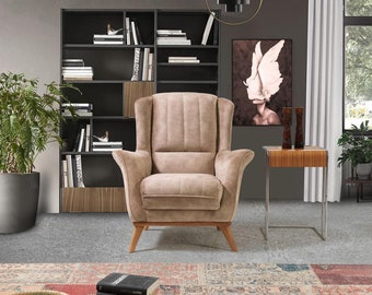 Woonkamer fauteuil design bank textiel luxe bekleding lounge club eenzits