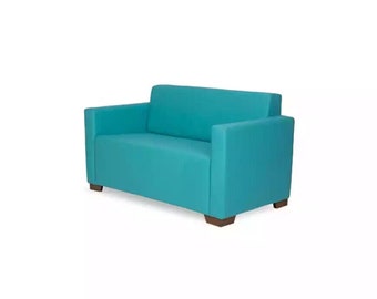 Canapé de luxe de canapé moderne d'étude de meubles rembourrés par deux places turquoise