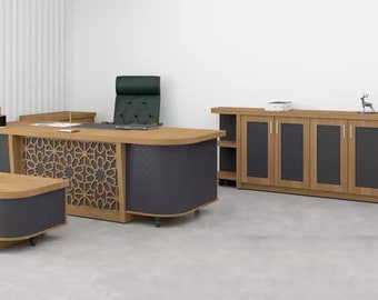 Muebles de oficina completos, mesa, muebles para sala de estudio, conjunto de diseño, escritorio