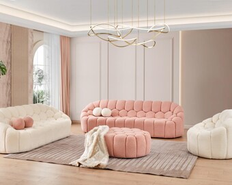 Designer Sofa Couch Sofagarnitur Polster Möbel Set 3+2+1 Hocker Sitzpolster