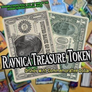 Benutzerdefinierte Magic Proxy | Ravnican Dollar Treasure Token | Orzhov Geprägt von Niv-Mizzet | MTG benutzerdefinierte Karte