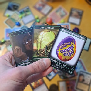 Fichas de huevo verde MTG 0/1 (juego de 3) SliverCreations Alternate Arts [SC Cadbury BG3 Always Sunny Danny Devito] NUEVO