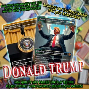 Donald Trump & Presidential Seal [Arcades, the Strategist and Sol Ring] MTG Custom Art United States History Proxy Card