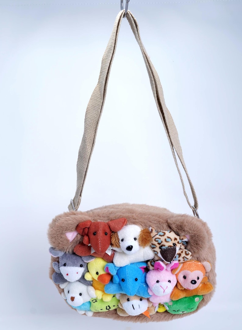 Borsetta a tracolla per bambini con peluche a forma di animale – Mini borsa Kawaii ideale per festival, compleanni e vacanze, regalo originale e divertente. immagine 3