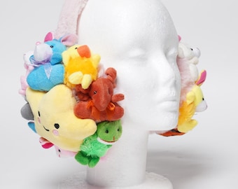 Plushy Stuffed Animal Earmuffs Whimsical Cozy Fluffy Holidays Concerts Festivals Birthday Gifts HANDMADE