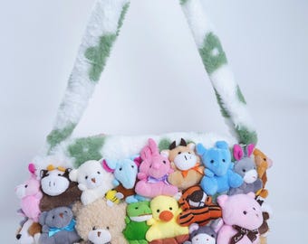 Fluffy Stuffed Animal Clutch – Kawaii Plush Festival Bag, Handmade Concert Purse