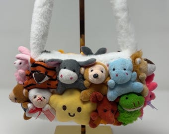 White Plush Stuffed Animal Clutch Purse – Kawaii Anime Festival Bag Holidays Birthday Gifts HANDMADE