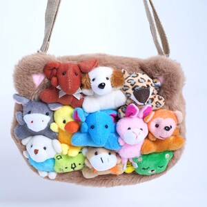 Borsetta a tracolla per bambini con peluche a forma di animale – Mini borsa Kawaii ideale per festival, compleanni e vacanze, regalo originale e divertente. immagine 1