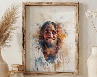 Jesus Christ Portrait Come Follow Me He Is Risen Watercolor Painting Christian Artwork Bible Savior Printable LDS Art 165v