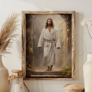 Jesucristo Resurrección Ven, sígueme, Ha resucitado, Pintura al óleo, Obra de arte cristiana, Escrituras bíblicas, Salvador, Arte SUD digital imprimible, 142v