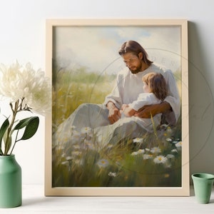 Jesus Christ Holding Child Come Follow Me He Is Risen Oil Painting Christian Artwork Bible Scriptures Savior Printable Digital LDS Art 147v