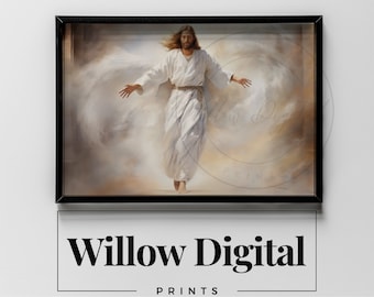 Le retour de Jésus-Christ, peinture à l'huile, oeuvre d'art chrétienne, art biblique