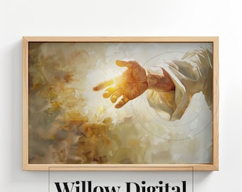 Hand von Jesus Christus, der Helfer Ölgemälde Christian Kunstwerk Bibel Retter Komm, folge mir, er ist auferstanden Digital LDS Art 166h