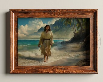 Jésus-Christ marchant Peinture à l'huile Oeuvre d'art chrétienne Art biblique Écritures Saintes Sauveur venez me suivre, il est ressuscité Impression numérique LDS Art 136 h