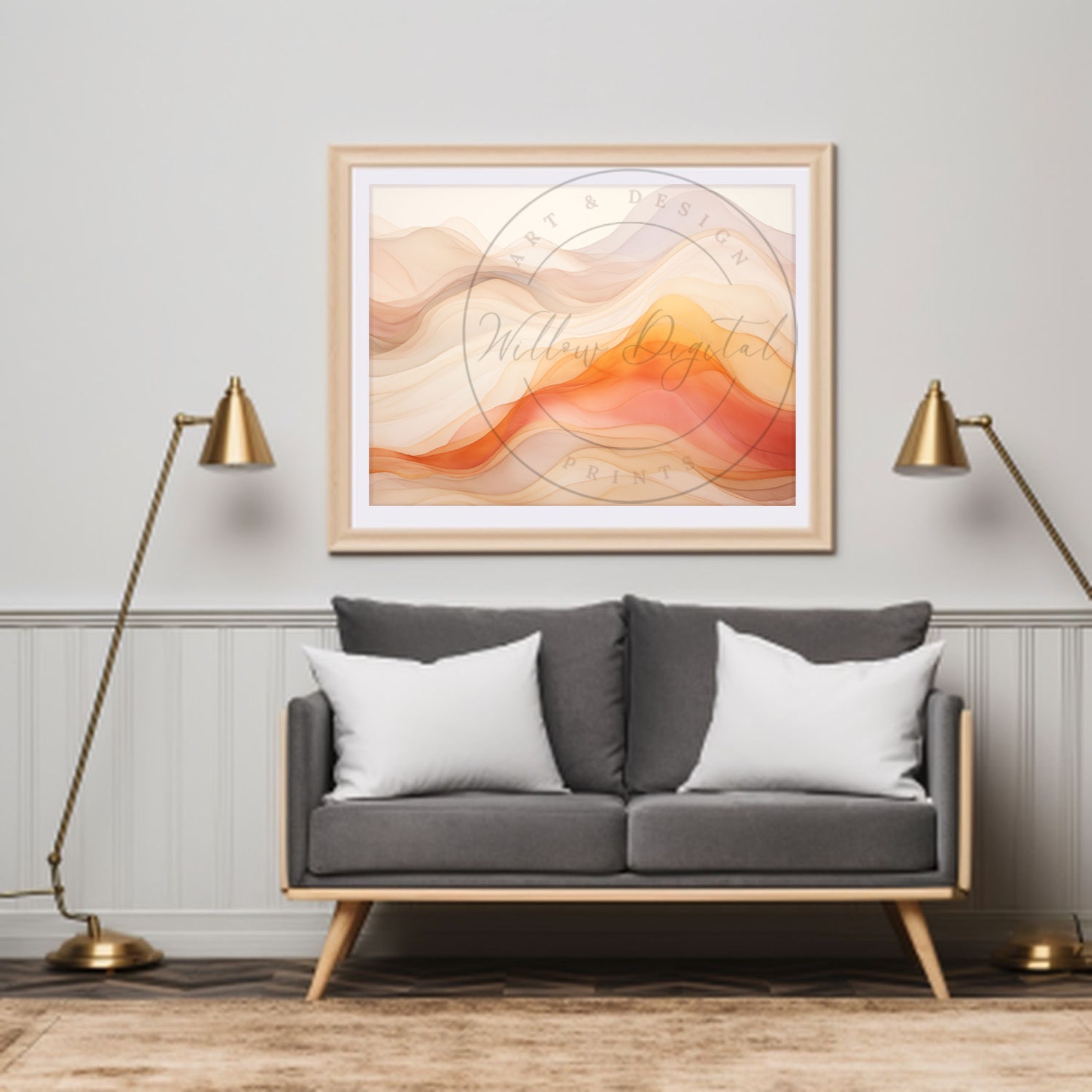 Landscape Ribbon Printable Watercolor Ribbon Landscape Abstract Painting Mountain Scene ...