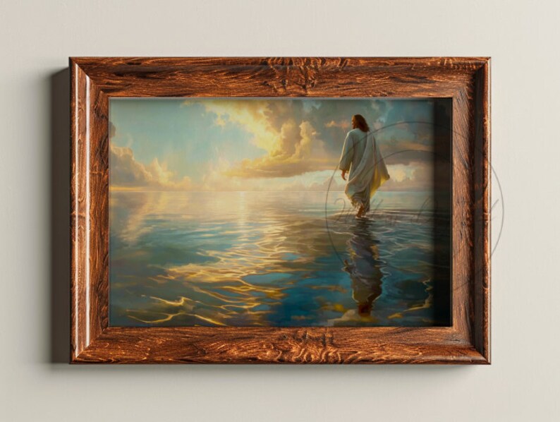 Jesus Christ Walking on Water Oil Painting Christian Artwork Bible ...