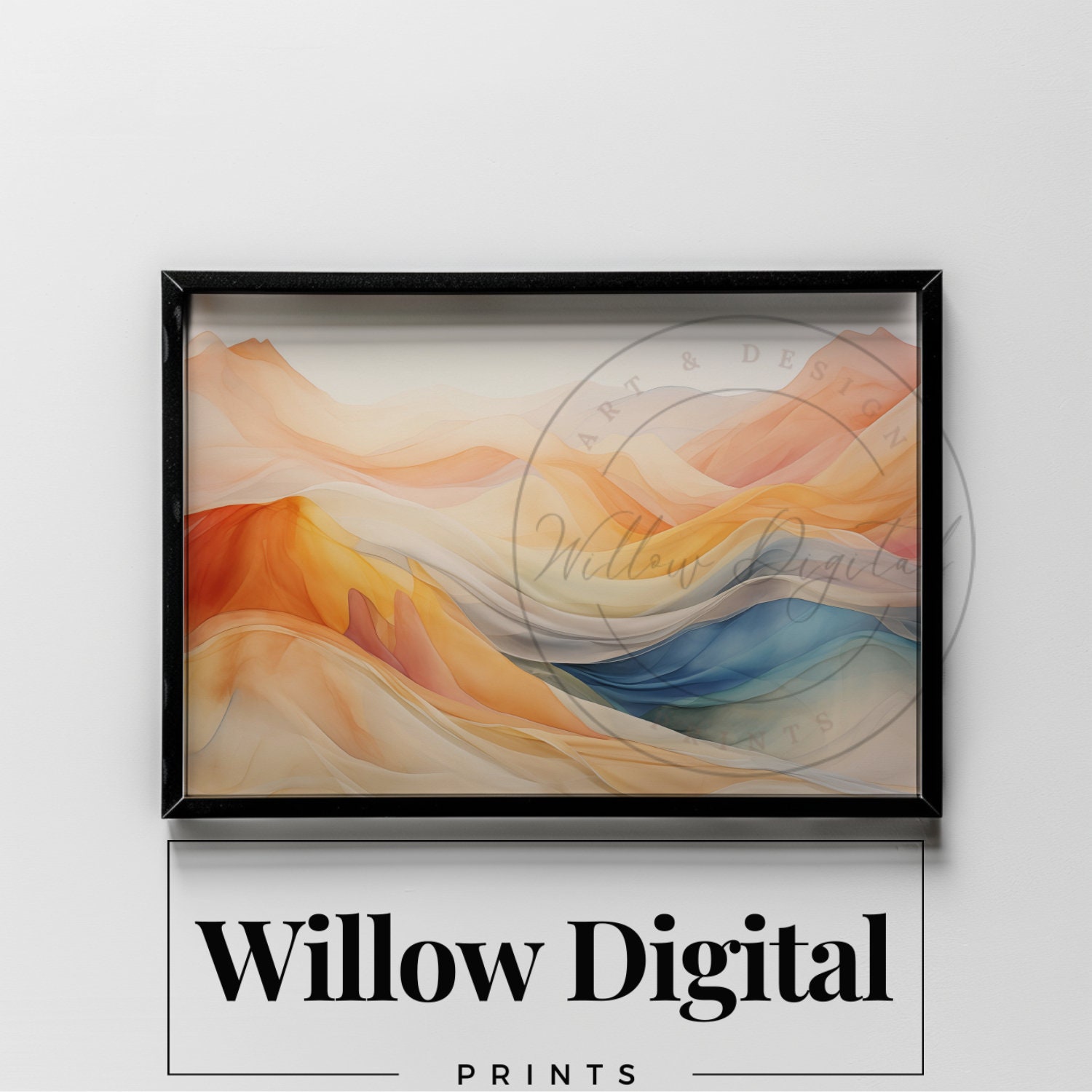 Landscape Ribbon Printable Watercolor Ribbon Landscape Abstract Painting Mountain Scene ...