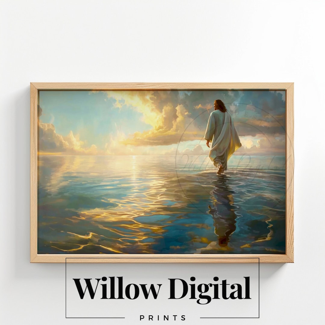 Jesus Christ Walking on Water Oil Painting Christian Artwork Bible ...