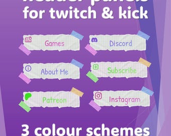 Twitch | Expulsar | Painéis de cabeçalho | Multicolorido | Tons pastel | Ícones de mídia social (Download digital)