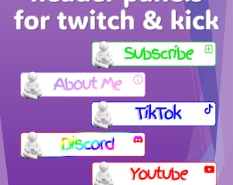 Twitch | Expulsar | Painéis de cabeçalho | Multicolorido | Tons pastel | Camaleão | Ícones de mídia social (Download digital)